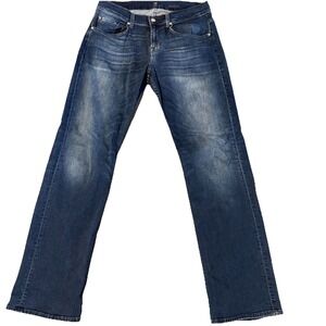 7 For All Mankind Jeans Mens 32x34 Blue Austyn Medium Wash Straight Leg Whiskers